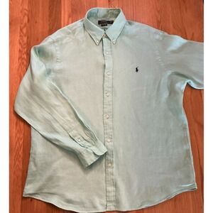 Polo Ralph Lauren Linen Shirt XXL Classic Fit Long Sleeve Mint Green 100% Linen